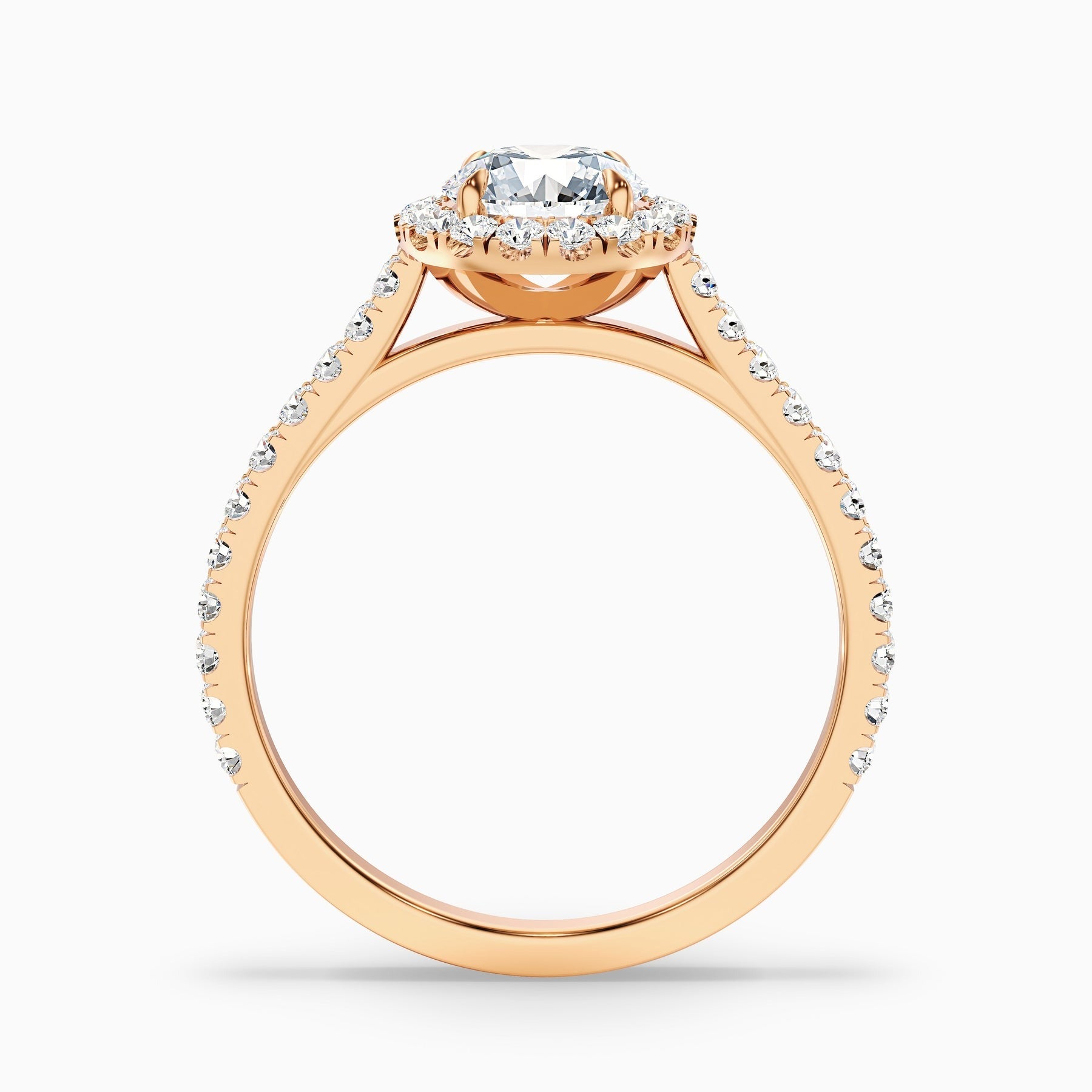Noble 1 Carat Round Halo Pave Lab Grown Engagement Ring in 10k Rose Gold